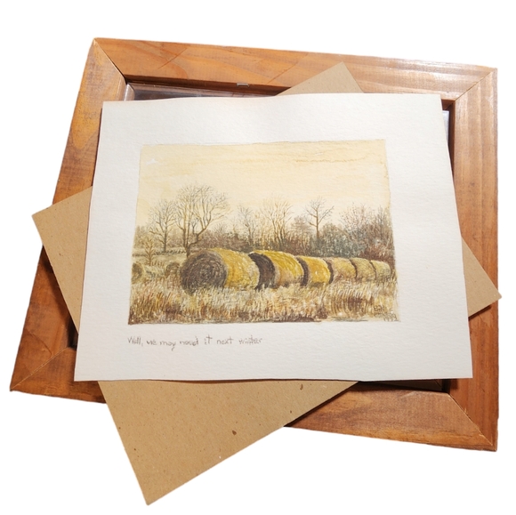 1992 Artist Signed "Well, We May Need It Next Winter" Artwork 12.5"X10.75"X0.625 - Picture 6 of 11